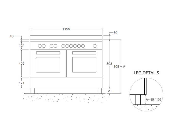 120 cm induction top + griddle, electric double oven | Bertazzoni